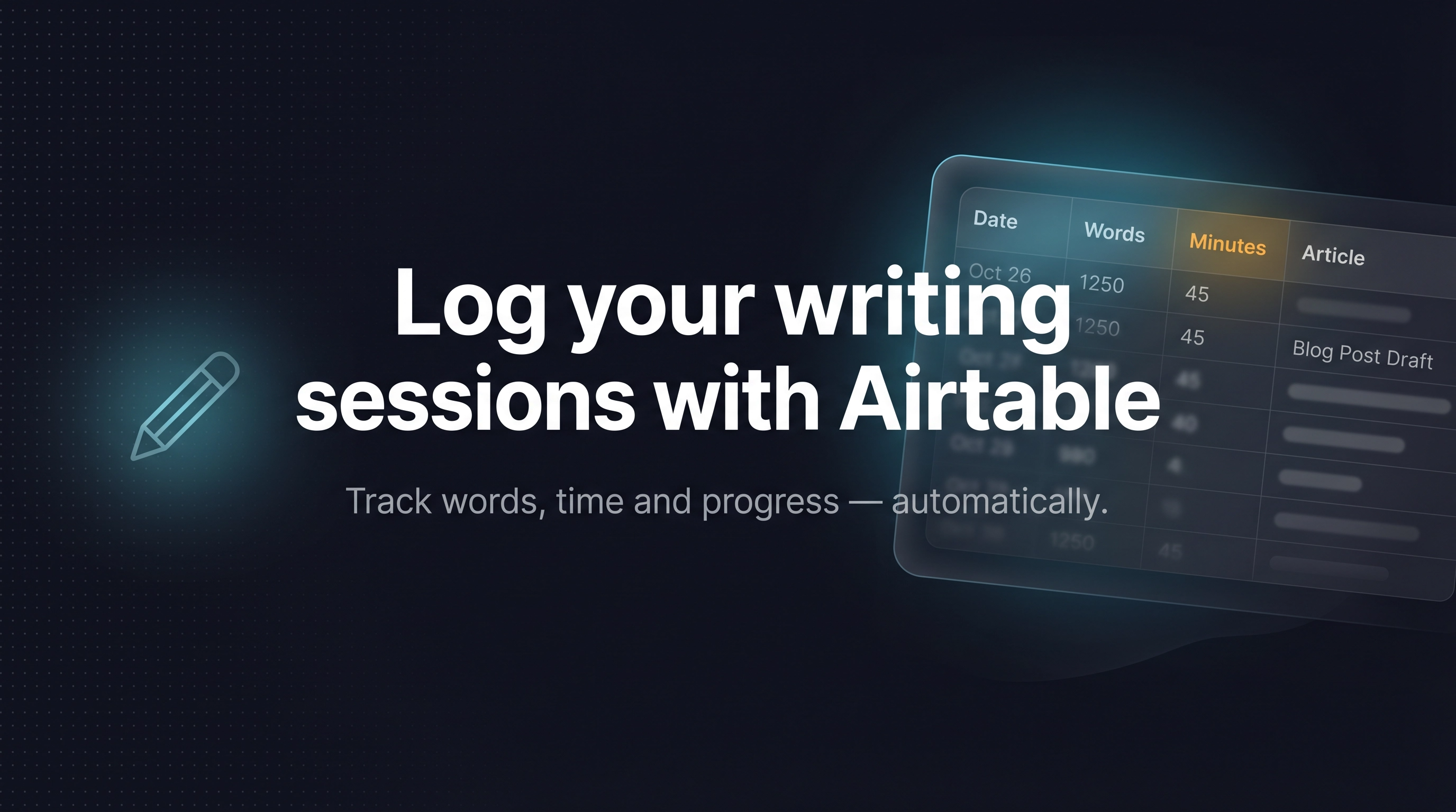 Log your writing sessions with Airtable